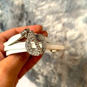 Tamina By Stella Leather Rhinestone Clasp Bracelet